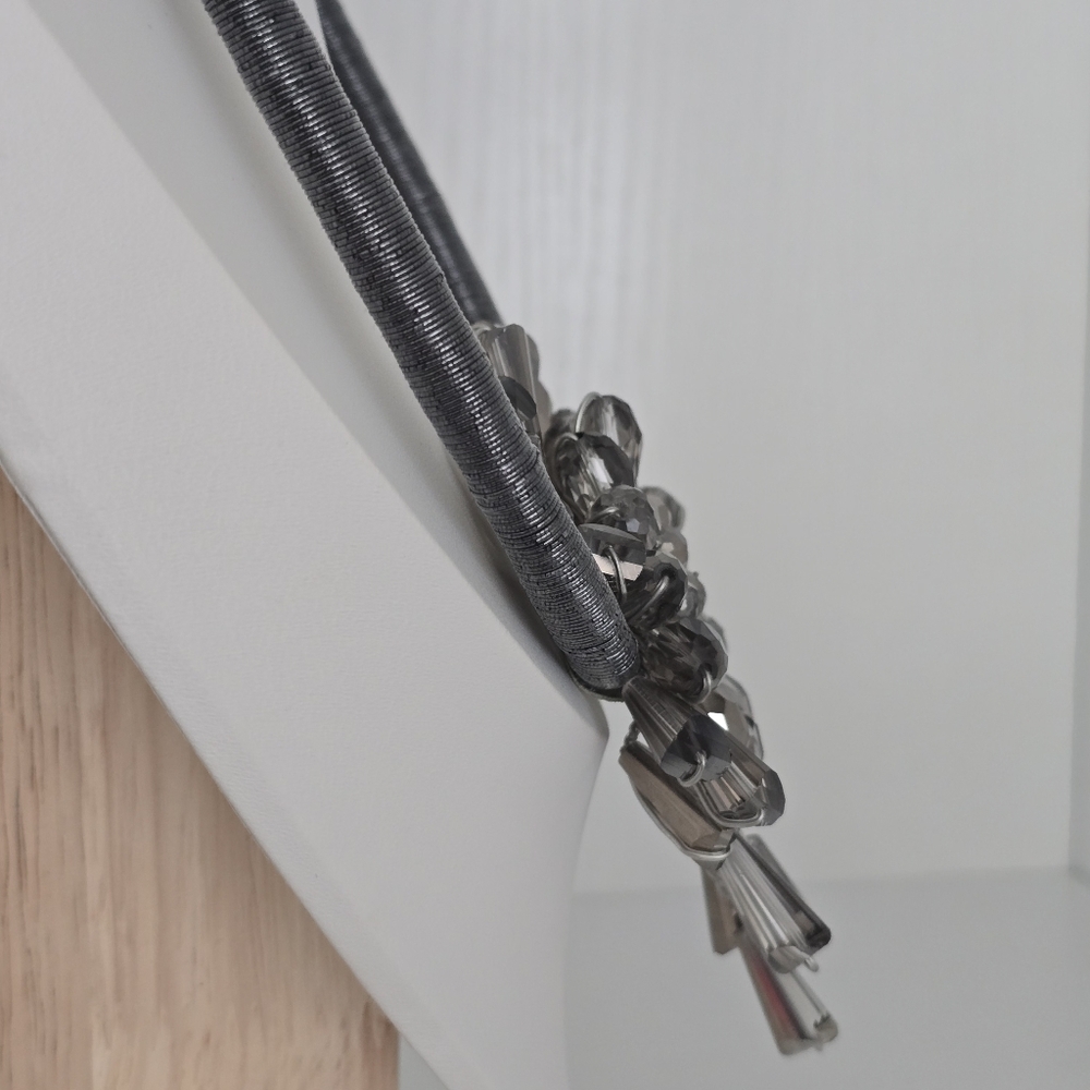 Smoky Gray Crystal Starburst Statement Necklace - Picture 6 of 9